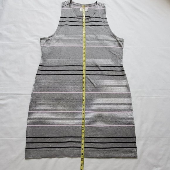 Lou & Grey Women's Gray Striped Racerback Tank Dress Size Large - Picture 11 of 11